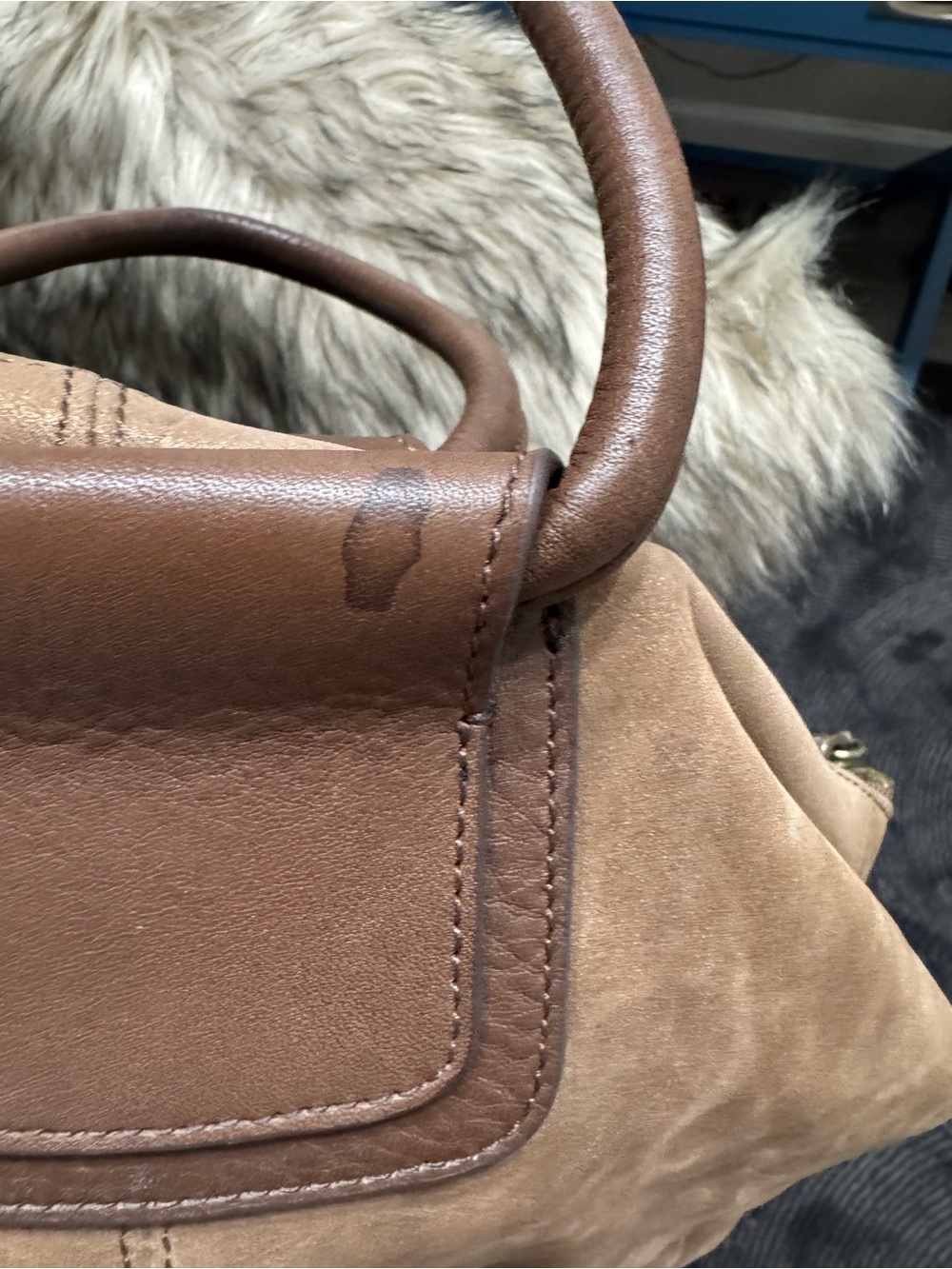 HOBO Original Fringe Accent Suede Shoulder Bag in Taupe and Dark Brown - Picture 9 of 11
